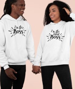 Matching Set: I'm The Boss/Real Boss Hoodie & T-shirt - Funny Couples Gift for Valentine's Day